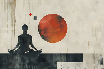 Minimalist Digital Art Depicting Meditation and Mental Health Illustration