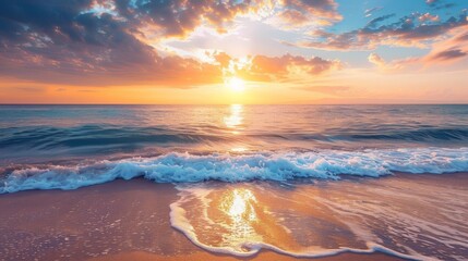 Sunrise over beach beauty photo.