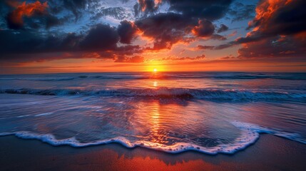 Sunrise over beach beauty photo.