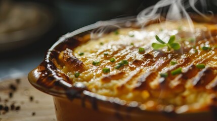 Savory Cottage Pie Close-up for Food Posters Generative AI
