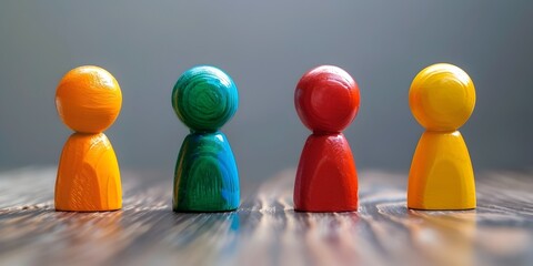 Colorful Wooden Figurines Symbolizing Community Leaders in a Workshop on Conflict and Assertive Communication