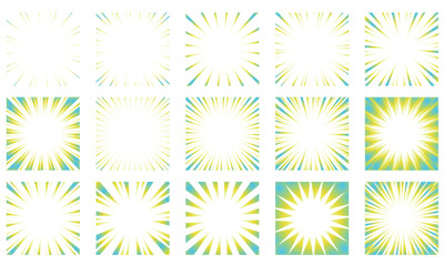 カラフルなグラデーションの集中線のセット