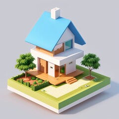 3D rendering illustration of a minimalist and modern house building architectural design