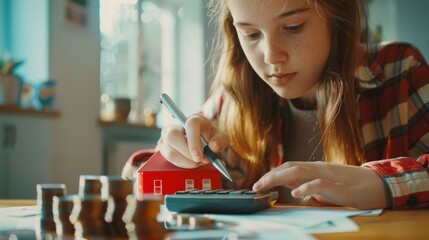 A Girl Calculating Finances