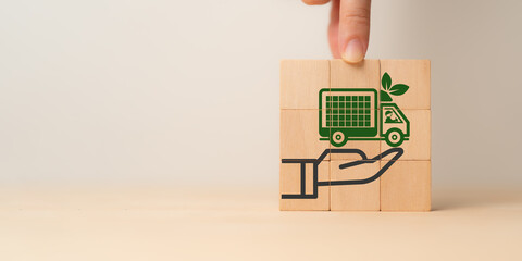 Green and sustainable supply chain concept. Integration of environmentally friendly practices into the supply chain process, from sourcing raw materials to delivering products to customer.