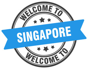Welcome to Singapore stamp. Singapore round sign