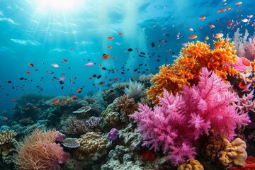 Obraz premium A vibrant Coral Reef teeming with marine life, AI generated, Ai generated