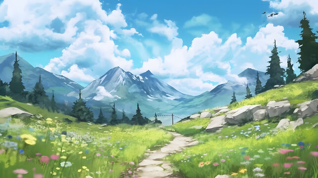 Alpine Meadows Watercolor
