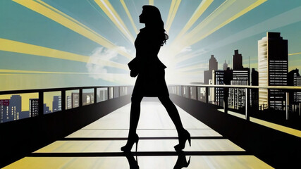 Proud business woman silhouette