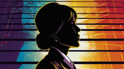 Silhouette image of a female entrepreneur