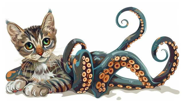 A fantastical creature, part cat, part octopus, climbs with ease.