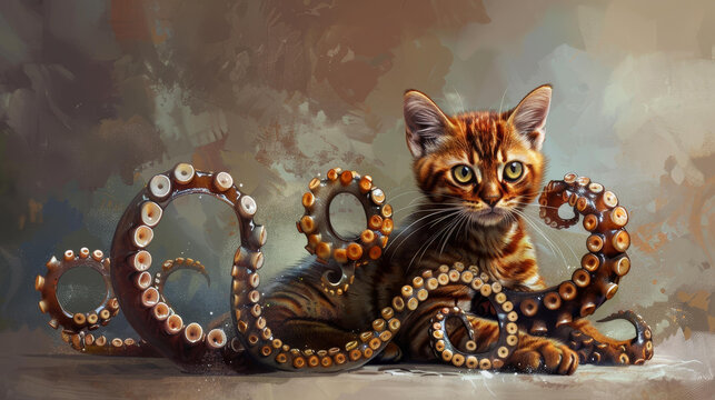 A fantastical creature, part cat, part octopus, climbs with ease.