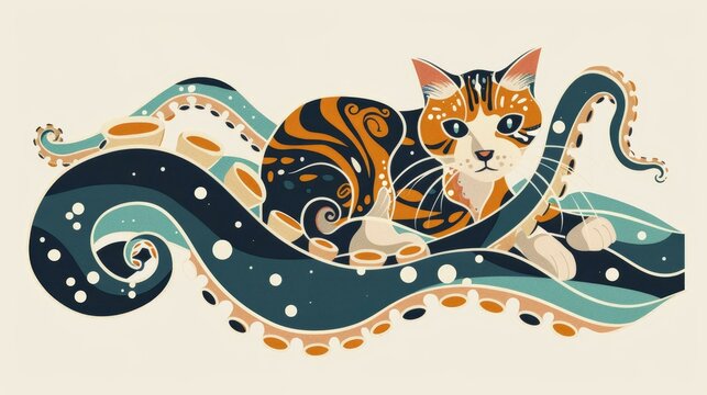 A fantastical creature, part cat, part octopus, climbs with ease.
