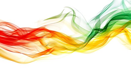 red , green and yellow waves on white background.