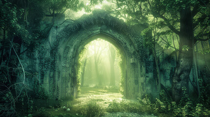Obraz premium An enchanted forest with magical arches