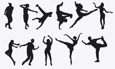 Set of dancer silhouette. 