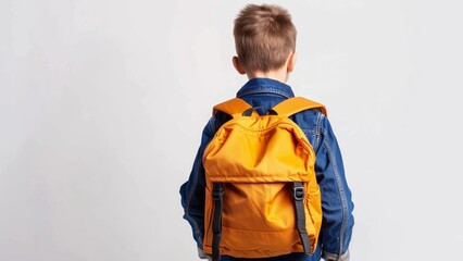 a little boy pupil laughing on his first day of school