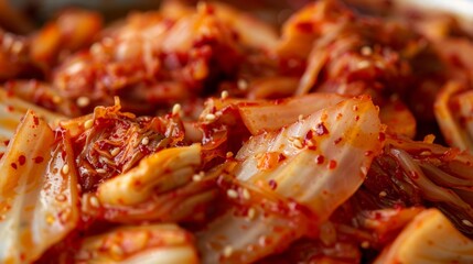 Vibrant Close-up of Kimchi for Food Poster Generative AI