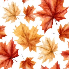 Watercolor autumn leaves pattern