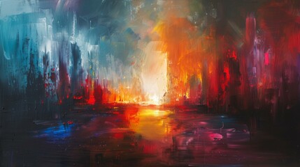 Fototapeta premium Vivid, dynamic painting bursting with intense colors, Ai Generated