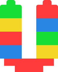 U Brick Blocks Puzzle Alphabet Kids Font Colorful