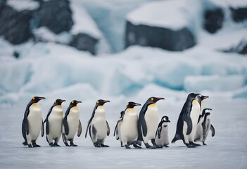 Penguins on the Ice in Antarctica