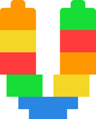Fototapeta premium V Brick Blocks Puzzle Alphabet Kids Font Colorful