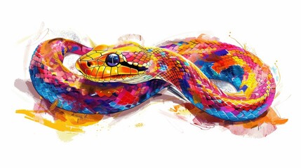 Beautiful snake. Exotic dangerous reptile. Symbol of the New Year according to the Chinese calendar.