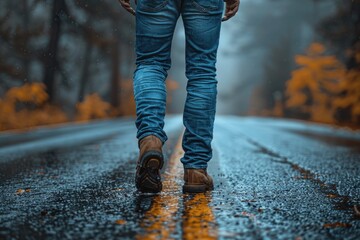 Man standing on road