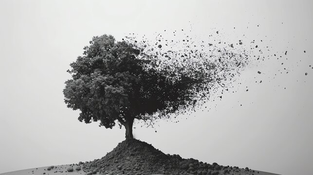 A tree stands tall and proud, its branches reaching towards the sky