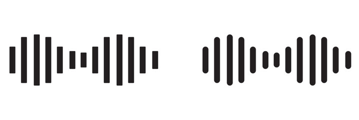 Radio Wave icon. Monochrome simple sound wave Vector sound wave icon. Music player sound bar. Record interface. Equalizer icon with soundwave line. Isolated on White background. vector illustration.