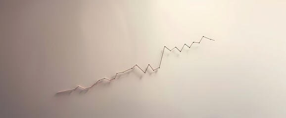 Elegant representation of a single line graph ascending gently against a neutral backdrop, symbolizing gradual market progress.