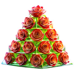 transparent roses glass pyramid
