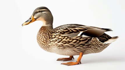 Obraz premium A beautiful duck isolated on a white background.