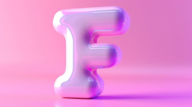3D rendering letter F, 3d style decorated capital letter F