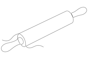  Continuous one line art drawing of a kitchen roller pin vector
