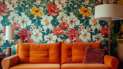 A retro floral with bold colors and large-scale patterns, adding a pop of personality to interiors.