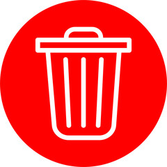 Trash Line White Circle Red Icon Design