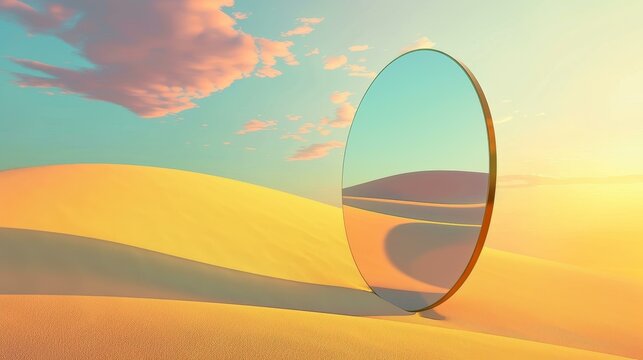 Surreal mirror that warps reflections into artistic abstract forms.