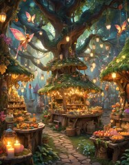 Fototapeta premium A Fairy Market: A Whimsical and Enchanting Realm