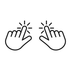 Fototapeta premium Click mouse pointer in the form of a linear symbol of the hand, click vector icon for user interface.
