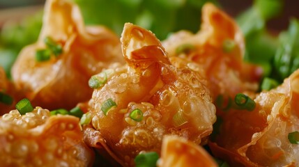 Delicious Wontons Up Close for Food Posters Generative AI