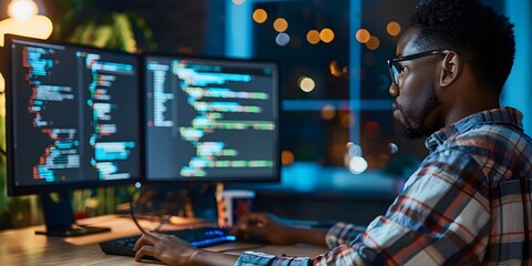 Experienced Web Developer Mentoring Beginner in Collaborative Tech Workspace