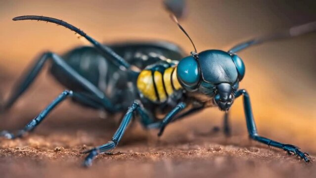 a magnified view of an insect from a rarely encountered species, displaying its exceptional attributes