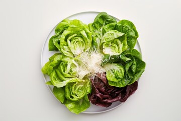 Colorful Baby Lettuce Ensemble with Flavorful Shallot Vinaigrette and Parmesan Shavings