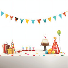 Party theme and decorations isolated on white background, realistic, png
