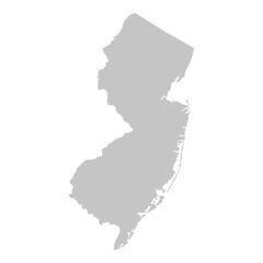 Gray solid map of the state of New Jersey