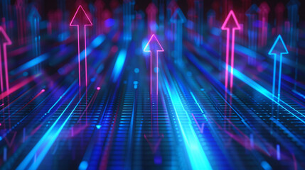 Fintech upward arrow chart background, stock stock market financial economic growth trend concept illustration