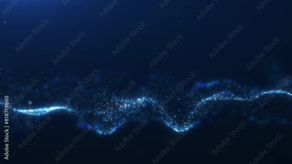 Leinwandbilder abstract digital technology concept with a wave pattern of glowing dots against a deep blue backgrou