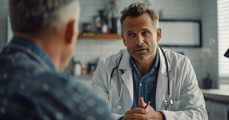 Doctor advising a patient about mental health, medical concept, medical clinic, hospitality concept, patien and professional emergency care concept
